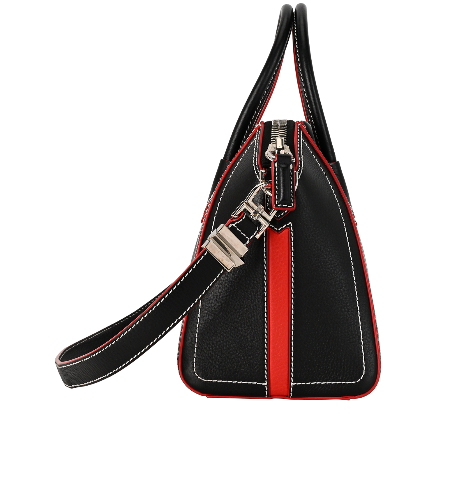 Contrast-Stitched Small Antigona, &pound;495, Handbags, Black/Red, Leather, Side view